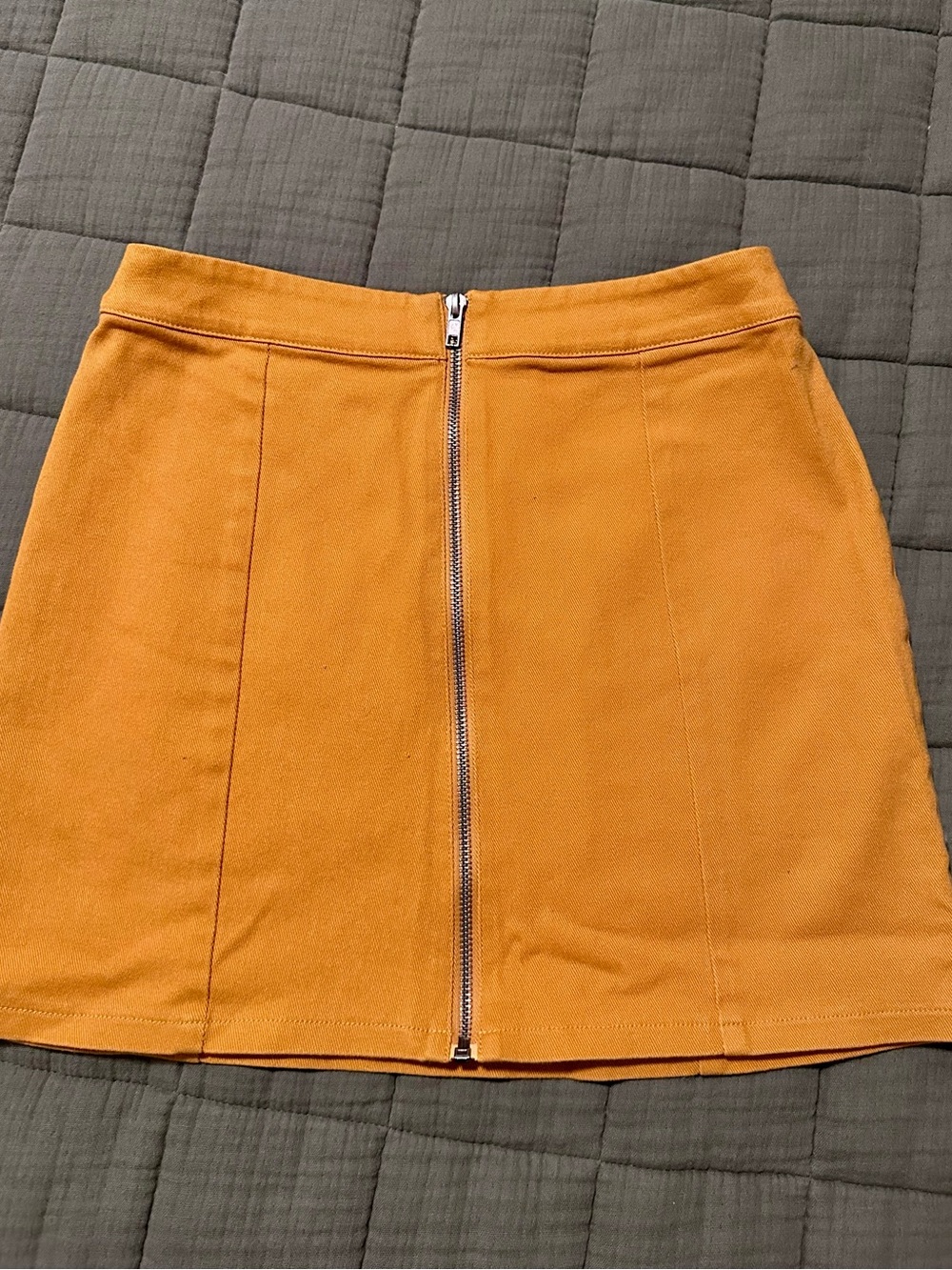 Forever 21 Mustard Yellow Front-Zip Mini Skirt